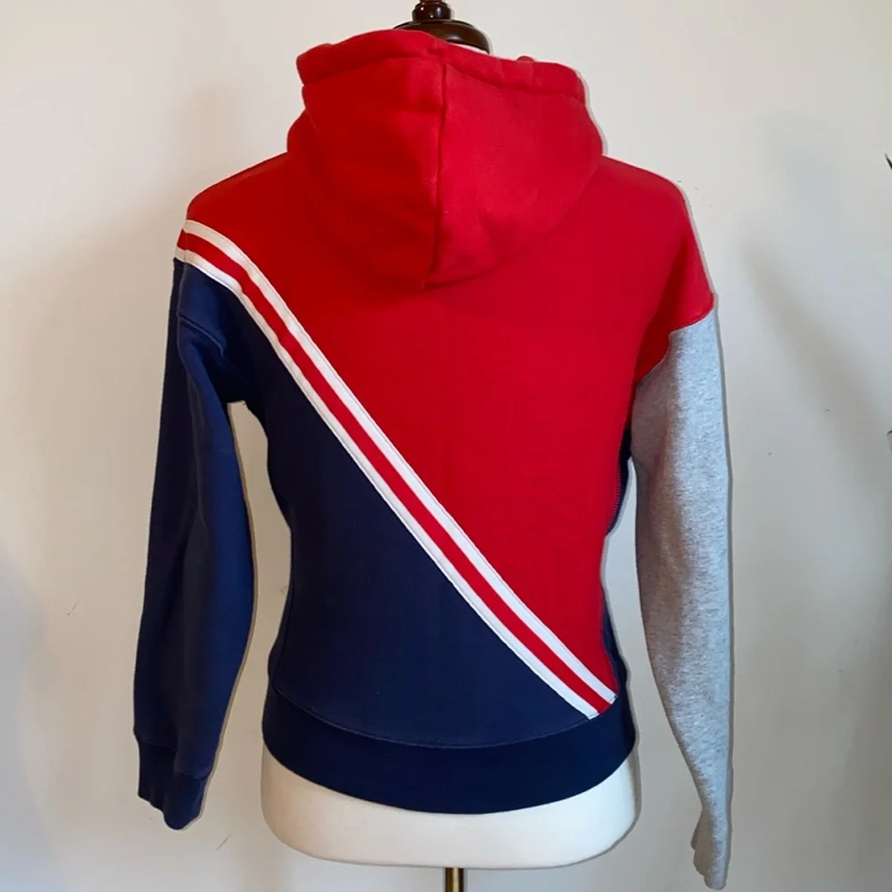 Vintage 90’s Champion Red White & Blue Reverse Weave Hoodie Size Small